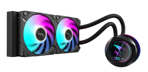 GIGABYTE AORUS WATERFORCE X ii 240, Dual 120mm Windforce PWM Fans, Fusion 2.0, Advanced RGB Lighting Control Black liquid Radiator