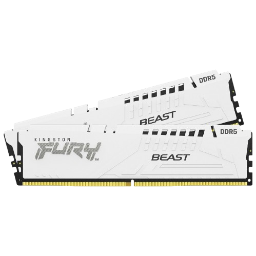 Kingston Fury Beast 32GB 6000MT/s DDR5 CL36 DIMM (2x16GB) White Desktop Gaming Memory Kit with 2 - KF560C36BWE2K2-32 