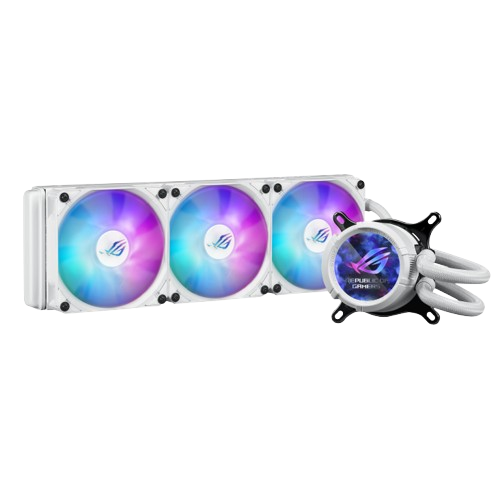 ASUS ROG Strix LC III 360 ARGB White Edition LCD liquid CPU cooler, 360mm Radiator, 3x ROG Strix AF-12S ARGB 120mm Fans