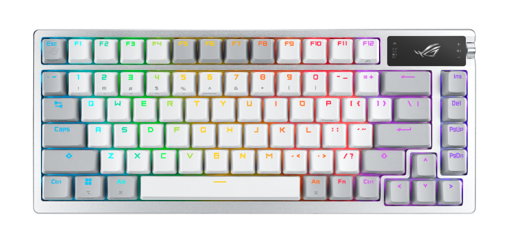 ASUS M701 ROG Azoth 75 Wireless DIY Custom, OLED display, Hot-Swappable ROG NX Red Switches, PBT Keycaps, Arabic White Gaming Keyboard
