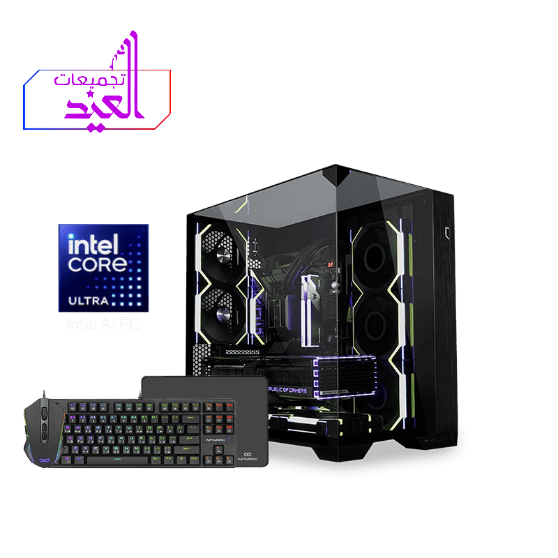 تجميعة بي سي قيمنق – كرت شاشة نفيديا RTX 5090 – معالج Intel 7 – تبريد سائل – ذاكرة DDR5 بسعة 32GB