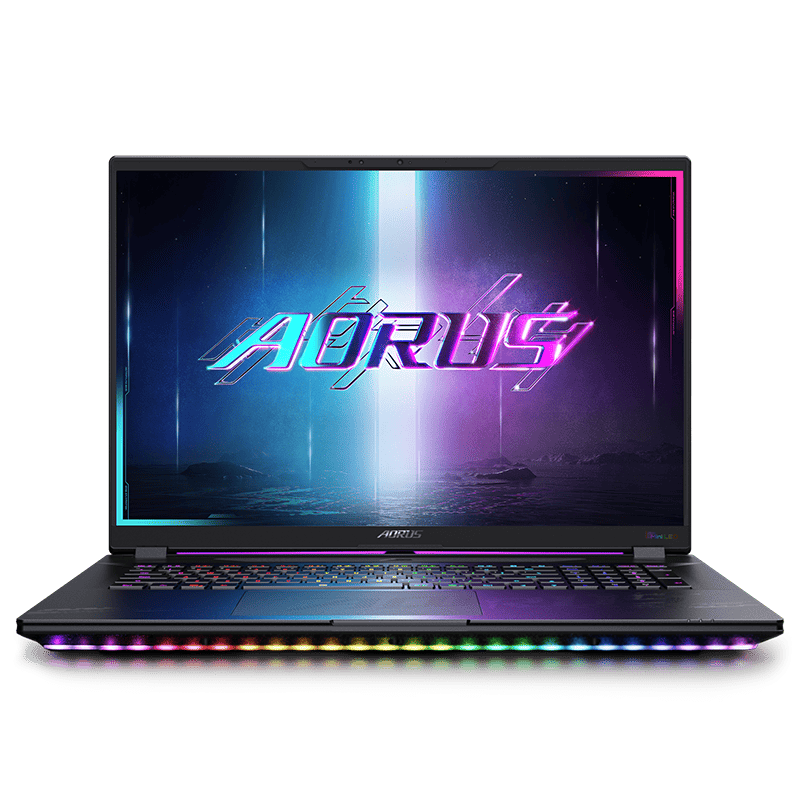 لاب توب ألعاب جيجابايت أوروس ماستر 18 BYH، معالج Intel Core Ultra 9 275HX، بطاقة رسوميات NVIDIA GeForce RTX 5080، ذاكرة DDR5 حتى 128GB، شاشة Mini-LED 18 بوصة، كيبورد بإضاءة خلفية RGB، واي فاي 7، بلوتوث 5.4، بطارية 99Wh، وزن 3.5 كجم، لون أسود