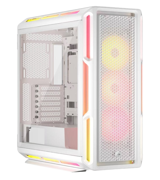 Corsair iCUE LINK 5000T LX RGB، كيس أبيض من فئة Mid Tower عالي الأداء مزوّد بإضاءة RGB ونظام iCUE LINK.