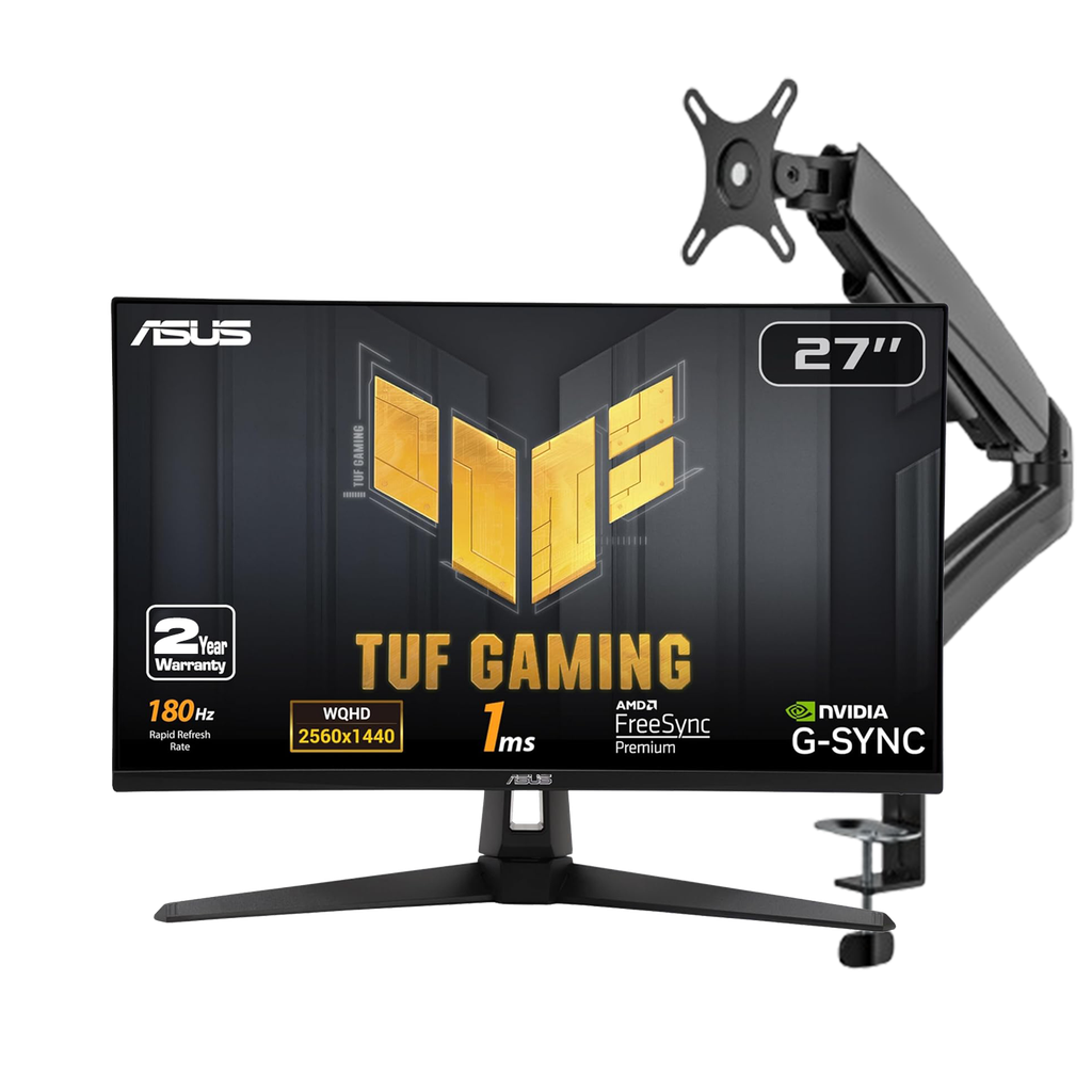ASUS TUF 27-inch, IPS QHD, 260Hz, 1ms, Gaming Monitor + Screen Arm - Infiniarc Bundle