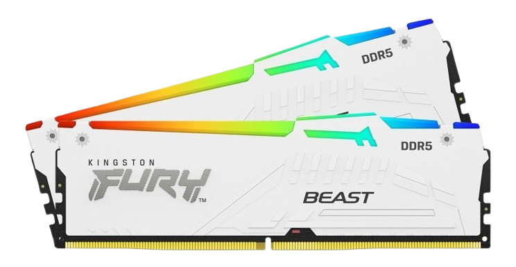 Kingston FURY Beast RGB 16GB 5200MT/s DDR5 CL40 DIMM (Kit of 2) White Memory
