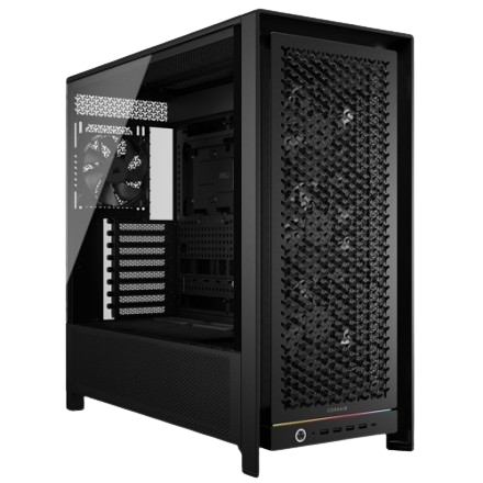 Corsair FRAME 5000D RS، كيس أسود من فئة Mid Tower بزجاج مقوّى ومخصص للألعاب