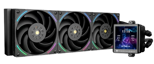 مبرد مائي Thermalright Frozen Vision ARGB 360 V2، لون أسود، مع إضاءة ARGB.