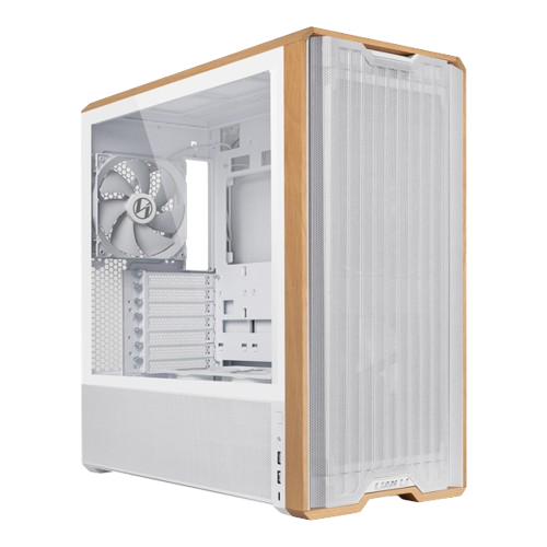 LIAN LI LANCOOL 217, with 5 Pre-Installed PWM Fans, Genuine Walnut Wood White Mid-Tower ATX Case