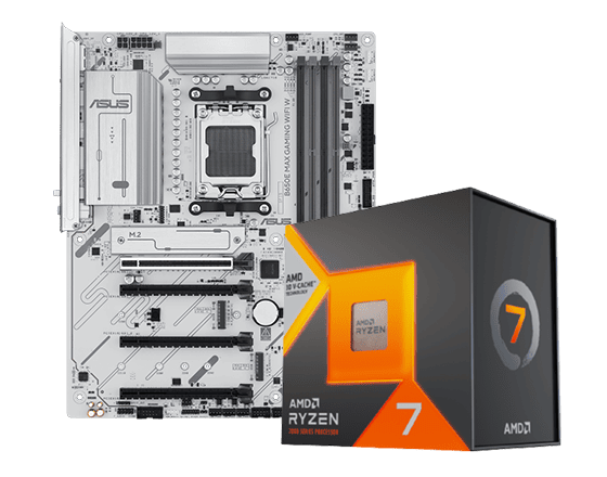 Asus B650E MAX GAMING WIFI AM5 DDR5, White ATX Motherboard + AMD Ryzen 7 7800x3d (Tray) Bundle