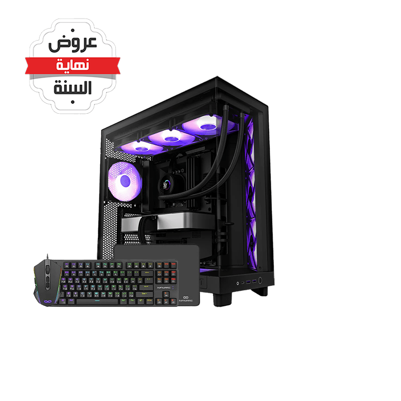 تجميعة بي سي قيمنق – كرت شاشة نفيديا RTX 5070 – معالج Intel Core Ultra 7 – تبريد سائل – ذاكرة DDR5 بسعة 32GB – تابي