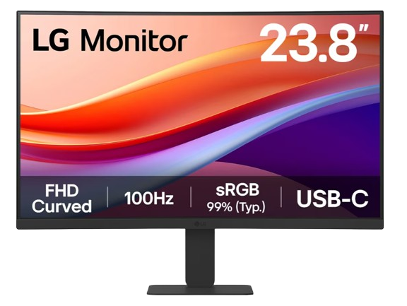 LG 23.8-inch FHD 1920 x 1080 curved monitor with 100Hz refresh rate and USB-C port Monitor