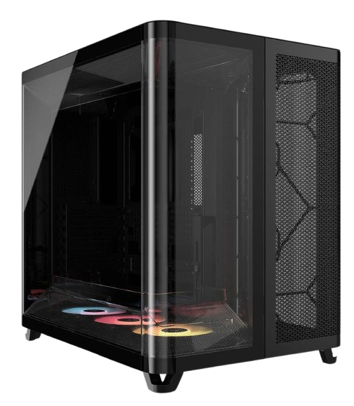 Corsair AIR 5400 RS-R ARGB، صندوق Mid Tower أسود ثلاثي الحجرات مزوّد بإضاءة ARGB