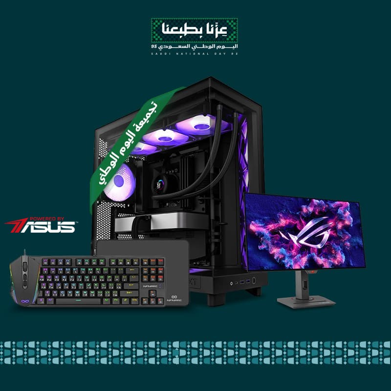 تجميعة اليوم الوطني – كرت شاشة NVIDIA RTX 5070 – AMD Ryzen 7 7800X3D – DDR5 – شاشة ROG OLED