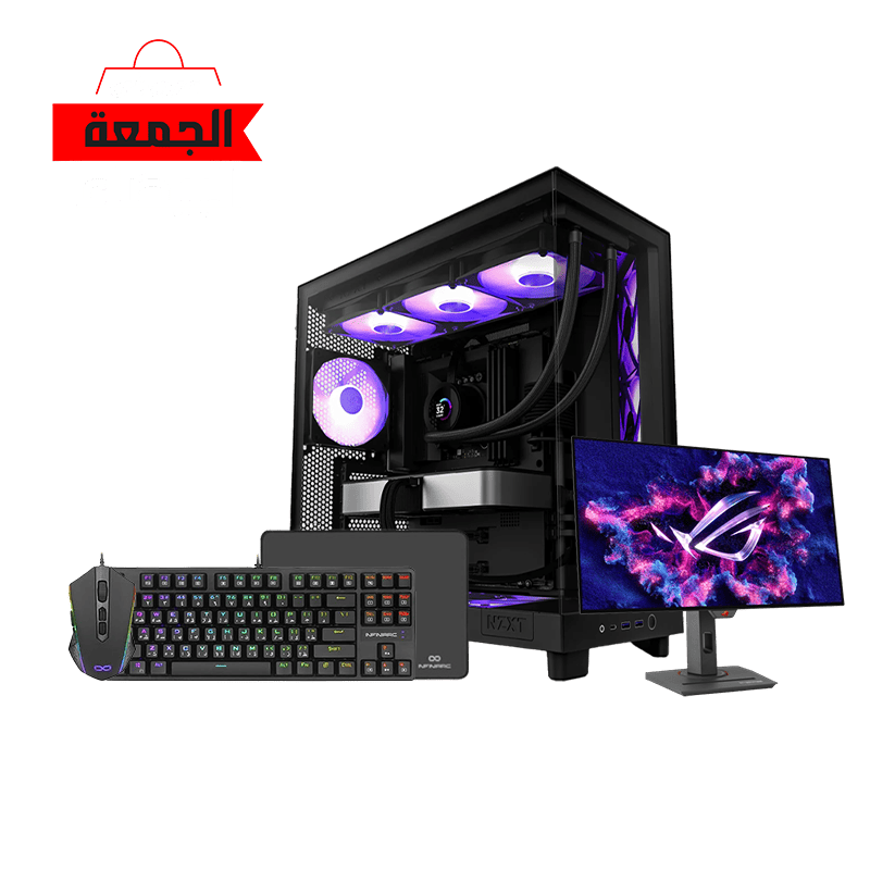 Gaming Desktop PC Bundle by Asus - NVIDIA RTX 5070 - AMD Ryzen 7 7800X3D - DDR5 32GB & ROG OLED Monitor