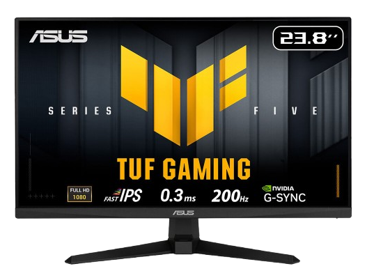 شاشة ألعاب Asus TUF Series 5 - VG249Q5A – بحجم ‎23.8 بوصة، دقة Full HD، لوحة IPS، معدل تحديث 200Hz، زمن استجابة 0.3ms، متوافقة مع G-SYNC وAMD FreeSync، تقنية ELMB SYNC، تغطية ألوان ‎