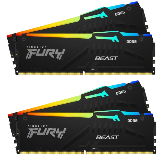 Kingston 32GB 5200MT/s DDR5 CL40 DIMM (Kit of 4) FURY Beast RGB XMP