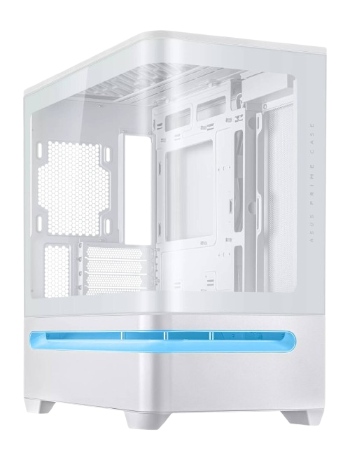 Asus Prime AP202 ARGB, fully tempered curved glass, Micro-ATX White Case 