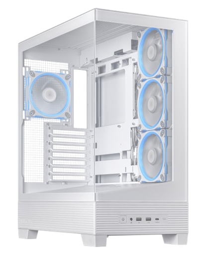 Asus A31 PLUS, ARGB Built-in Fans, White Mid Tower ATX PC Case