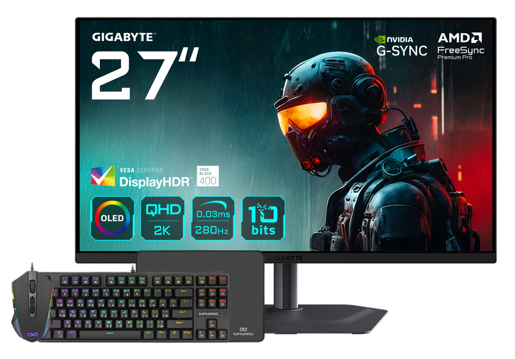 Gigabyte MO27Q2A, 27'' (2560 x 1440) QD-OLED, 2K, 280Hz, Gaming Monitor With 116 Combo