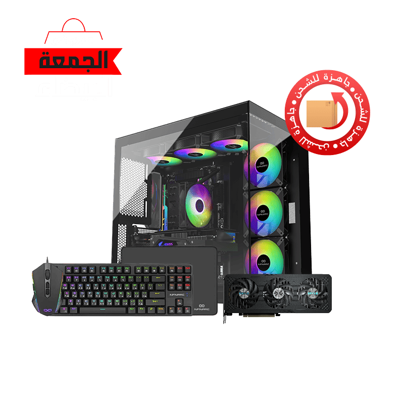 تجميعة قيمنق جاهزة للشحن – كرت شاشة NVIDIA RTX 5060 – معالج Intel Core i5 – ذاكرة DDR5 – تابي