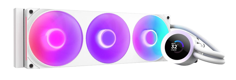 NZXT Kraken Plus RGB 360mm AIO, LCD Display, 3x RGB Core Fans, White Liquid Cooler