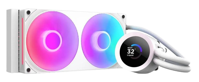 مبرد معالج مائي NZXT Kraken Plus مقاس 240 مم مع شاشة LCD ومروحتين RGB Core – باللون الأبيض