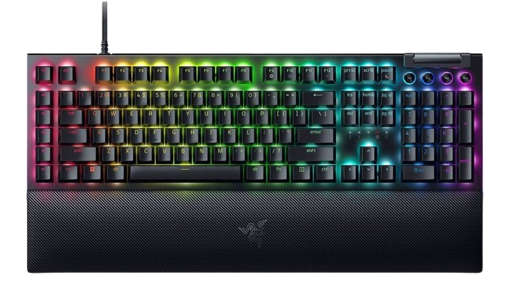 Razer BlackWidow V4 Green Mechanical Tactile & Clicky Switches, Macro Keys 6, Magnetic Wrist Rest, Black Gaming Keyboard