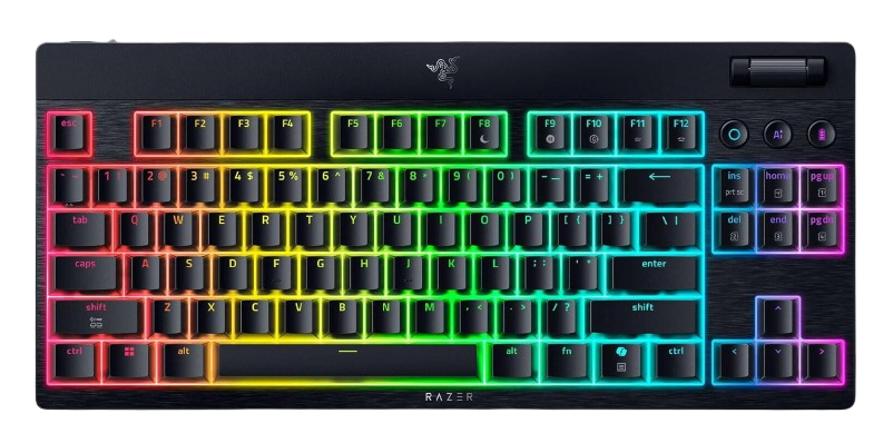 Razer BlackWidow V4 Low-profile Tenkeyless HyperSpeed (Green Switch) wireless, ultra-slim Black Gaming Keyboard