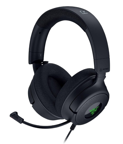 Razer Kraken V4 X, 40mm TriForce Driver, Retractable Razer HyperClear, Black Gaming Headset 