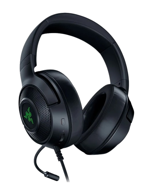 Razer Kraken V3 X, HyperClear Cardioid Mic, TriForce 40mm Drivers, Hybrid fabric and memory foam ear cushions, Chroma RGB, 7.1 Surround Sound, USB Black Gaming Headset