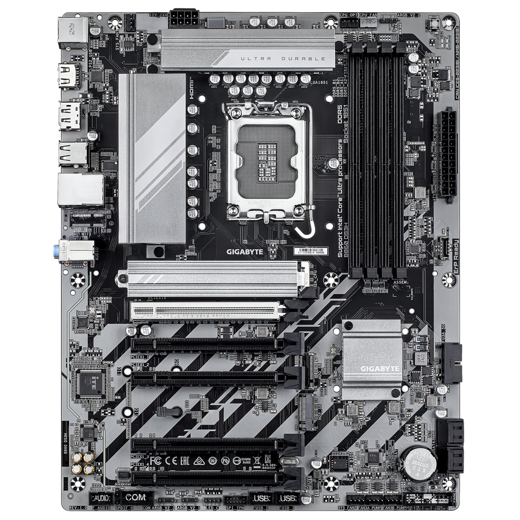 لوحة أم Gigabyte B860 DS3H – تدعم معالجات Intel بمقبس LGA 1851، ذاكرة DDR5، بحجم ATX، باللون الأسود