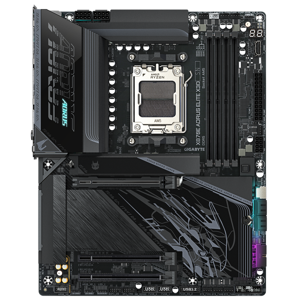 Gigabyte X870E AORUS ELITE X3D, WiFi 7, AM5, DDR5 Black Motherboard