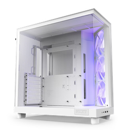 NZXT H6 Flow Compact Dual-chamber ATX Case with RGB Fans, White
