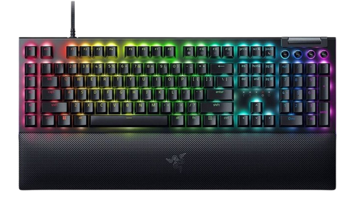 Razer BlackWidow V4 Green Mechanical Tactile & Clicky Switches, Macro Keys 6, Magnetic Wrist Rest, Black Gaming Keyboard