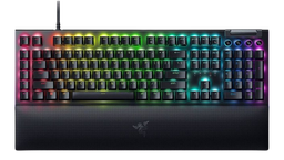 Razer BlackWidow V4, Yellow Mechanical Switches, 6 Macro Keys, 2-Side Underglow and Per-Key Lighting, Wrist Rest, Full Size Black Gaming Keyboard