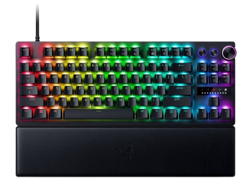 Razer Huntsman V3 Pro Tenkeyless, Analog Optical Switch gen2, Chroma RGB, Magnetic Firm Leatherette Wrist Rest,1000 Hz Polling Rate, Brushed Aluminum Alloy, Black Gaming keyboard