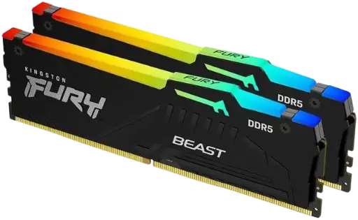 Kingston FURY Beast RGB 16GB (2 x 8GB) DDR5 5600 (PC5 44800) Memory (Desktop Memory)