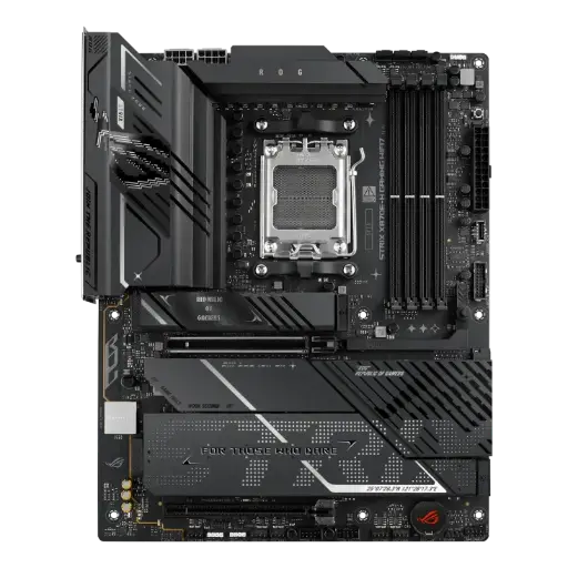 لوحة أم ASUS ROG STRIX X870E-H GAMING WIFI7 بحجم ATX، تدعم مقبس AM5، مزودة باتصال WIFI 7، وذاكرة DDR5
