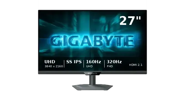 [G27U EK] Gigabyte G27U EK 27'' SS IPS, Dual Mode 3840 x 2160 (UHD), 160Hz (UHD) / 320Hz (FHD), Non-glare 4K Monitor