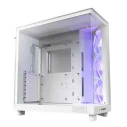 NZXT H6 Flow Compact Dual-chamber ATX Case, White Infiniarc Edition With 5 Installed Fans