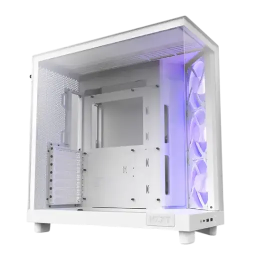 NZXT H6 Flow Compact Dual-chamber ATX Case, White Infiniarc Edition With 5 Installed Fans