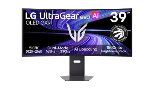 LG UltraGear EVO GX9, 39" (5120 x 2160) WUHD, 4th Gen RGB Tandem OLED, Dual-Mode 5K/ 2K, 165Hz/ 330Hz WFHD, 0.03ms, Curved Gaming Monitor 