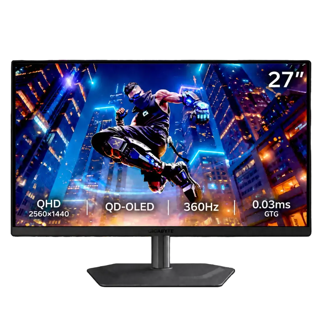 [MO27Q3 EK] GIGABYTE MO27Q3 Gaming Monitor, 27" QD-OLED Display, QHD Resolution, 360Hz Refresh Rate, 0.03ms (GtG) Response Time, AMD FreeSync Premium Pro & G-Sync Compatible