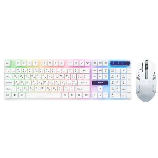 Spear , Full-Size, Lightweight Keyboard & Mouse 3 in 1 Combo - English/Arabic White 