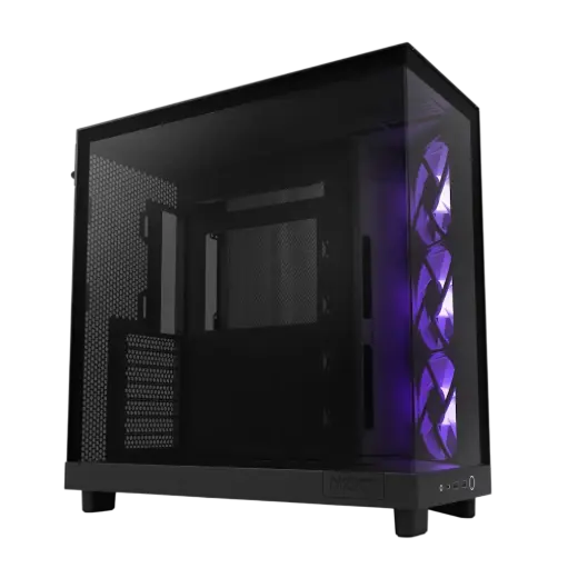 NZXT H6 Flow Compact Dual-chamber, 5 Installed RGB Fans, ATX Black Case, Infiniarc Edition