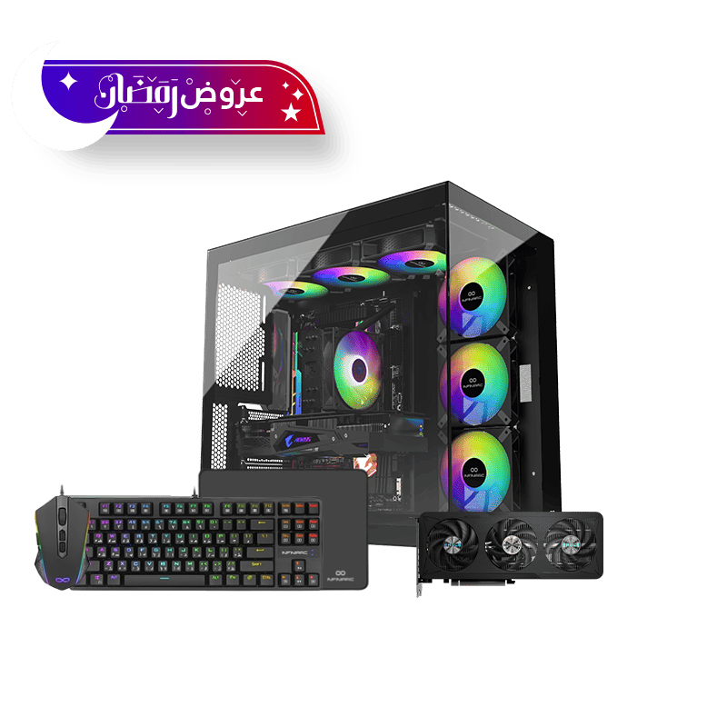 تجميعة كيوب بي سي قيمنق - كرت شاشة نفيديا 5060 - معالج انتل جيل14 - DDR5