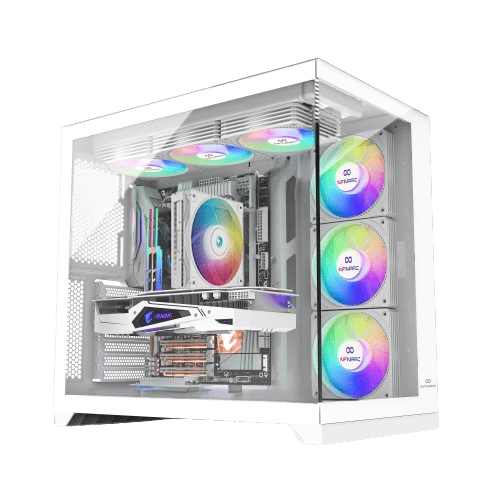 [JNP-C708w] كيس INFINIARC CUBE 2.0 FLOW XL مزود بـ 6 مراوح RGB، باللون الأبيض