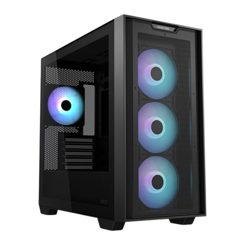 ASUS A21 PLUS, four pre-installed ARGB fans microATX Black Gaming case
