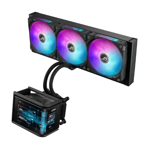 [90RC0151-B0EAY0] مبرد مائي ASUS ROG Ryuo IV SLC 360 ARGB مزود بشاشة AMOLED، باللون الأسود 