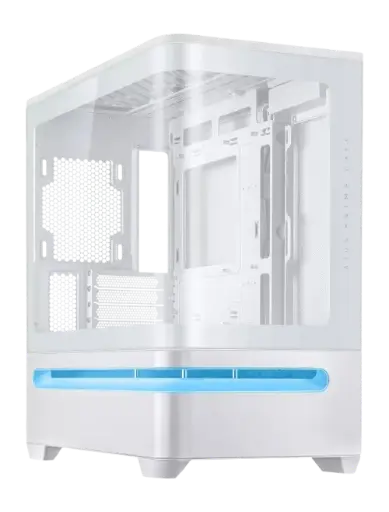 Asus Prime AP202 ARGB, fully tempered curved glass, Micro-ATX White Case 